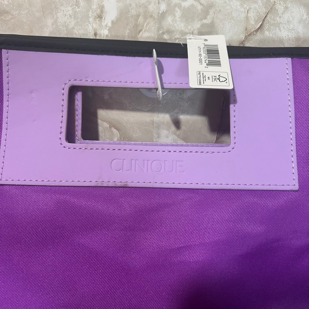 Clinique Tote Bag Purple Travel Carry On Handbag Shopper Bag - Picture 2 of 7